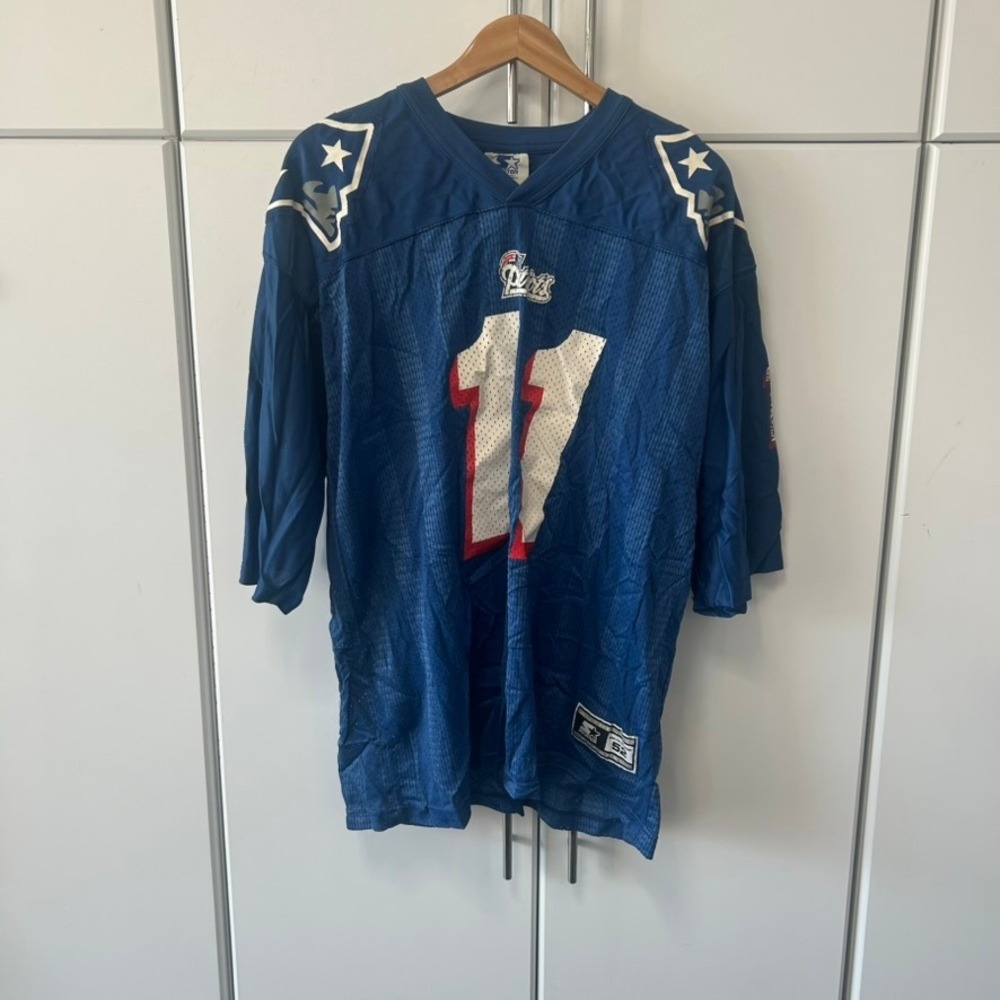 Vintage 1995 Starter New England Patriots Drew Bledsoe 11 Jersey Blue Mens 52 XL